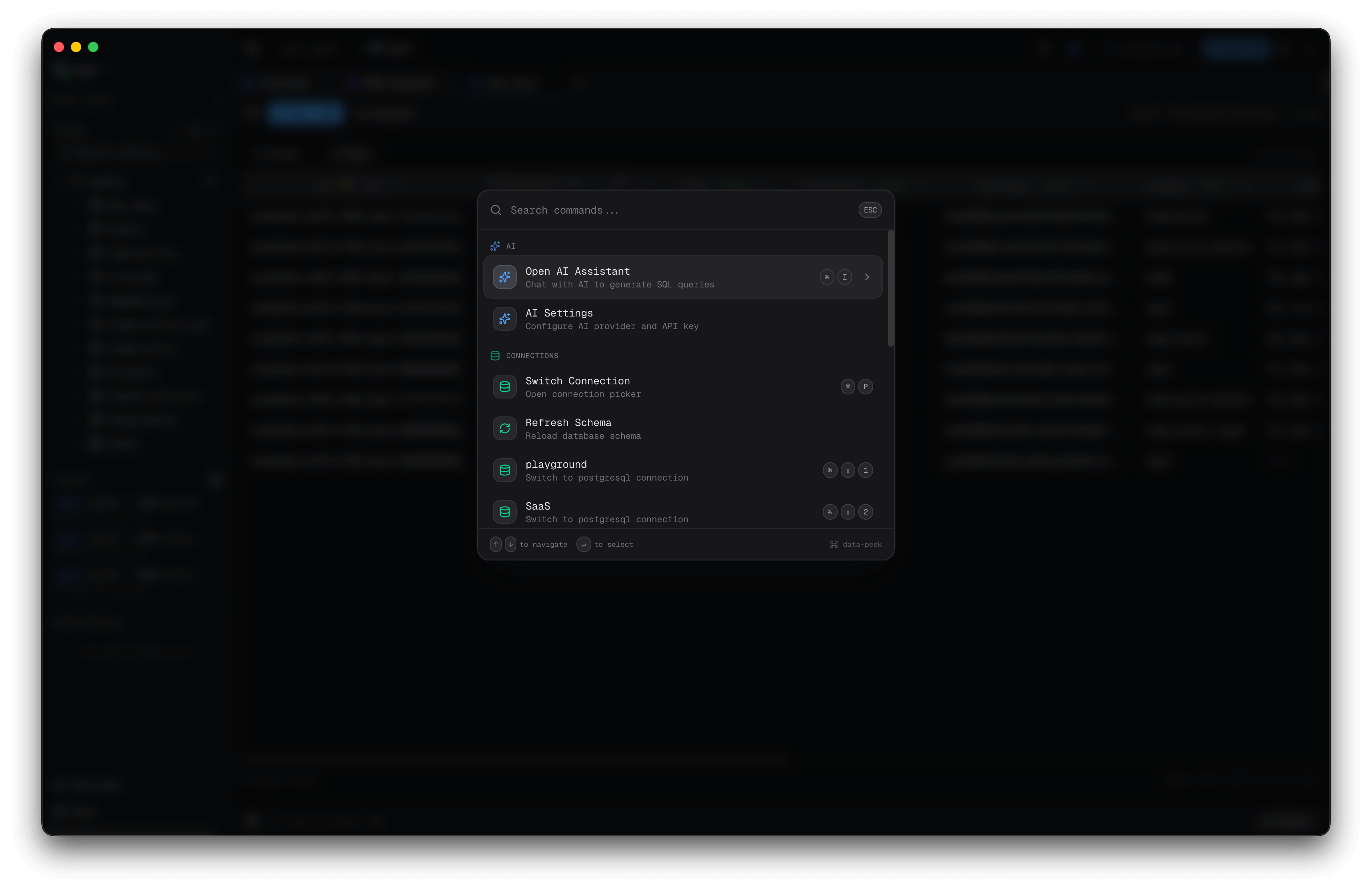 Command palette for quick actions