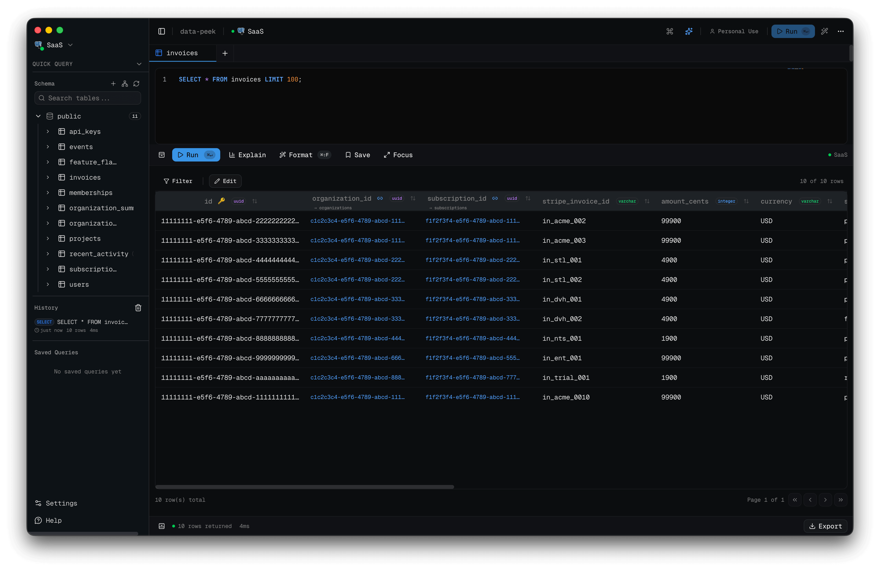 Data Peek - SQL client with AI-powered querying